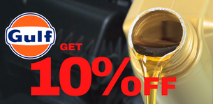 Get 10 % off of selected Gulf Oil products.