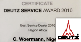 C. Woermann named DEUTZ Best Service Dealer 2016