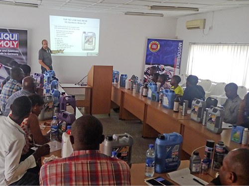 Mr. Tim Braun, Technical/Commercial Advisor of Liqui Moly Germany presents at ur Training Centre in Lagos